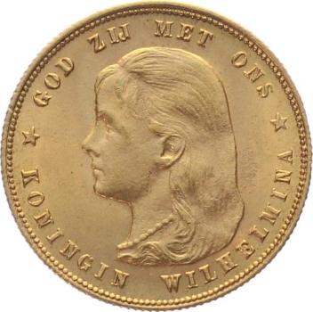 Niederlande 10 Gulden 1897 - Königin Wilhelmina "Langhaar"